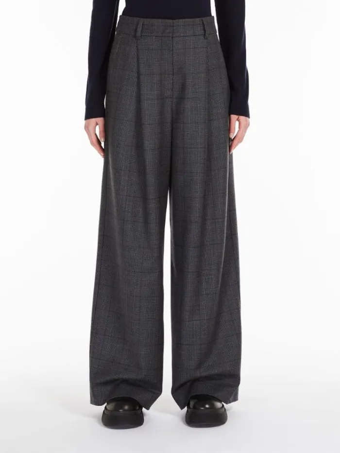 Woman Wool Flannel Trousers Dark Grey Maxmara Trousers
