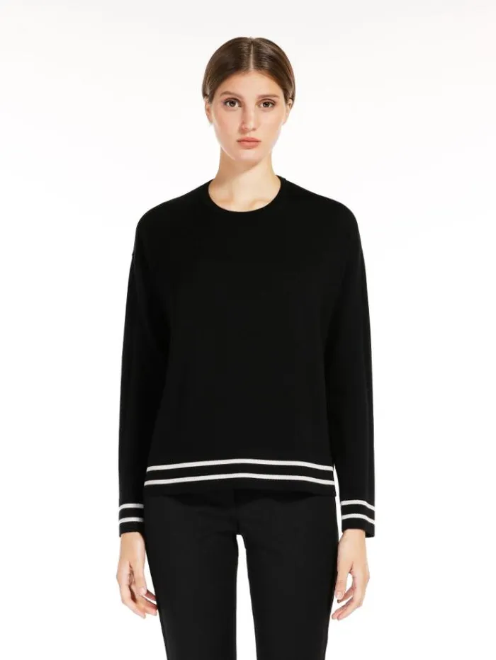 Woman Wool Yarn Sweater Black Maxmara Knitwear And Sweatshirts