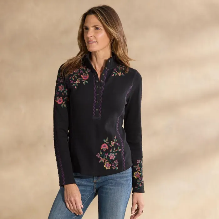 Women Alpenwild Henley Petite Black Sundance Catalog Tops