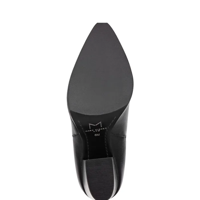 Women Alva Pointy Toe Bootie Black Leather Marc Fisher Casual Boots