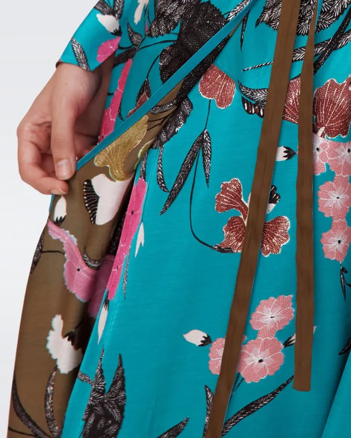 Women Anika Reversible Dress Festival Floral Teal And Olive DVF Dresses