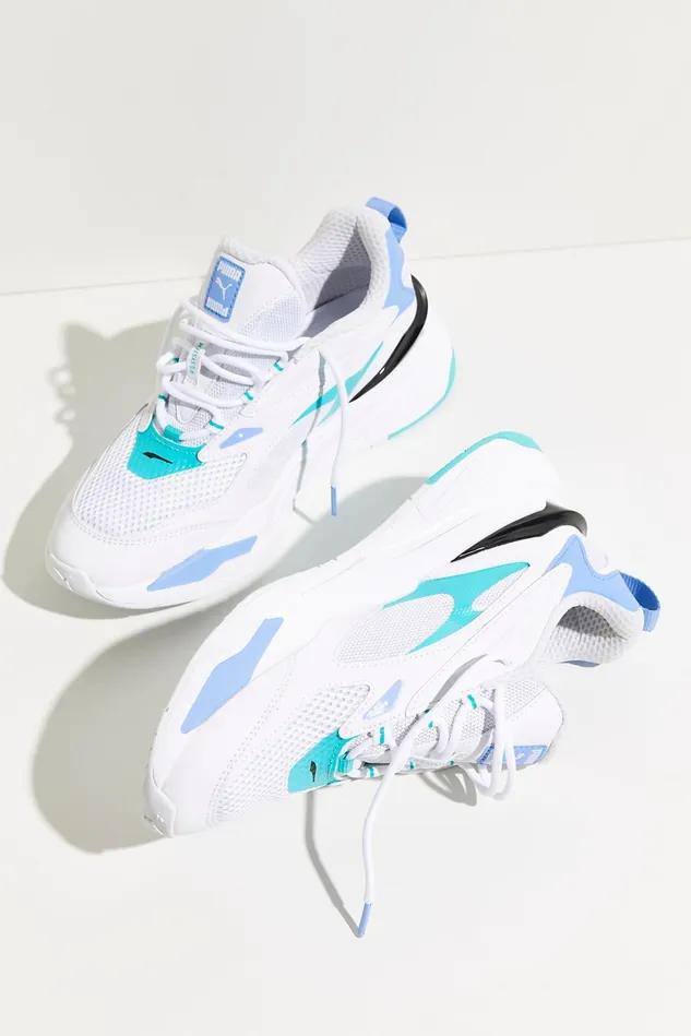 Women Athletic Shoes Free People Puma RSFast Pop Sneaker White Elektro Pool Elektro Purple