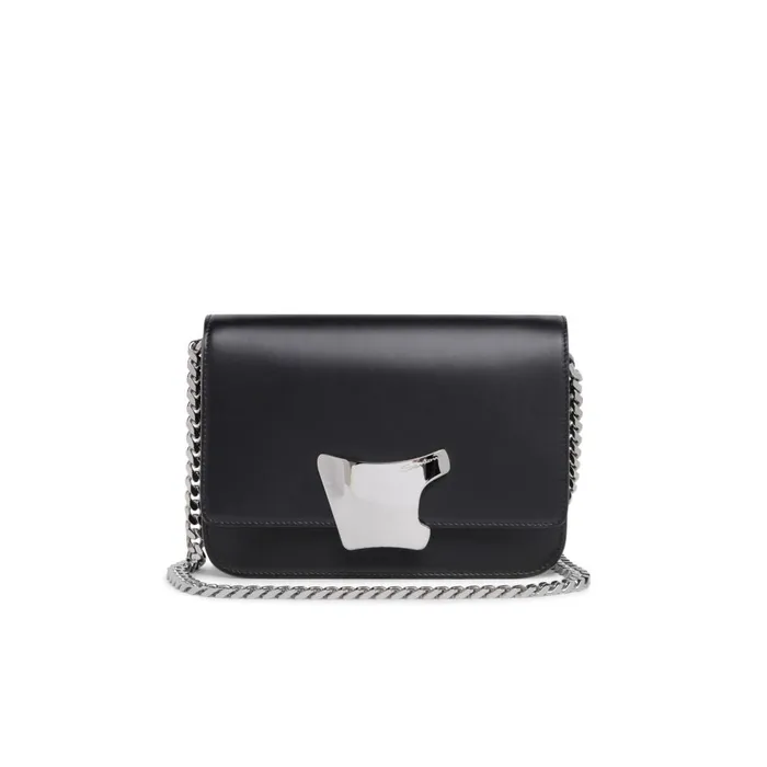 Women Black Leather Crossbody Bag Santoni Bags