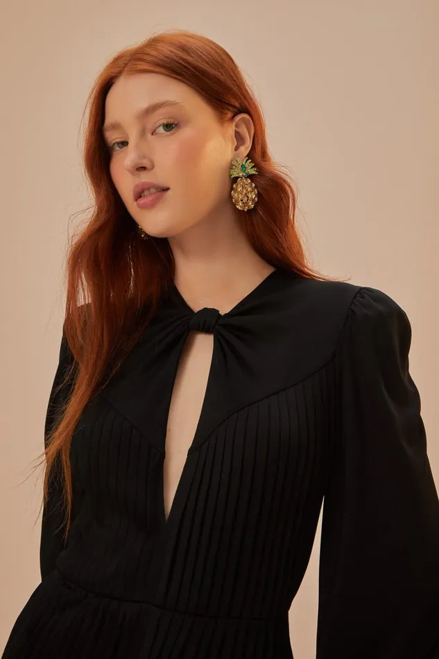 Women Black Long Sleeve Knot Jumpsuit Black FARM Rio Jumpsuits