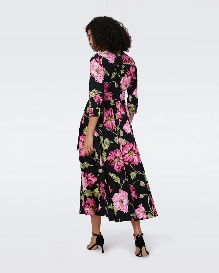 Women Blaine Cotton Poplin Dress Huge Hendrix Floral Pink DVF Dresses