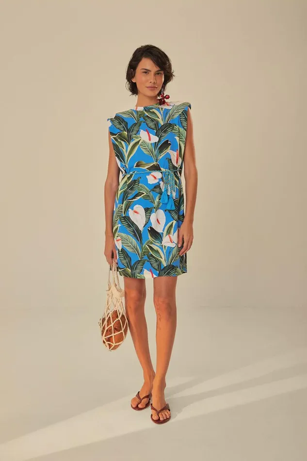 Women Blue Anthurium Garden Organic Cotton Mini TShirt Dress Anthurium Garden Blue FARM Rio Mini Dresses Women Blue Anthurium Garden Organic Cotton Mini TShirt Dress Anthurium Garden Blue FARM Rio Mini Dresses