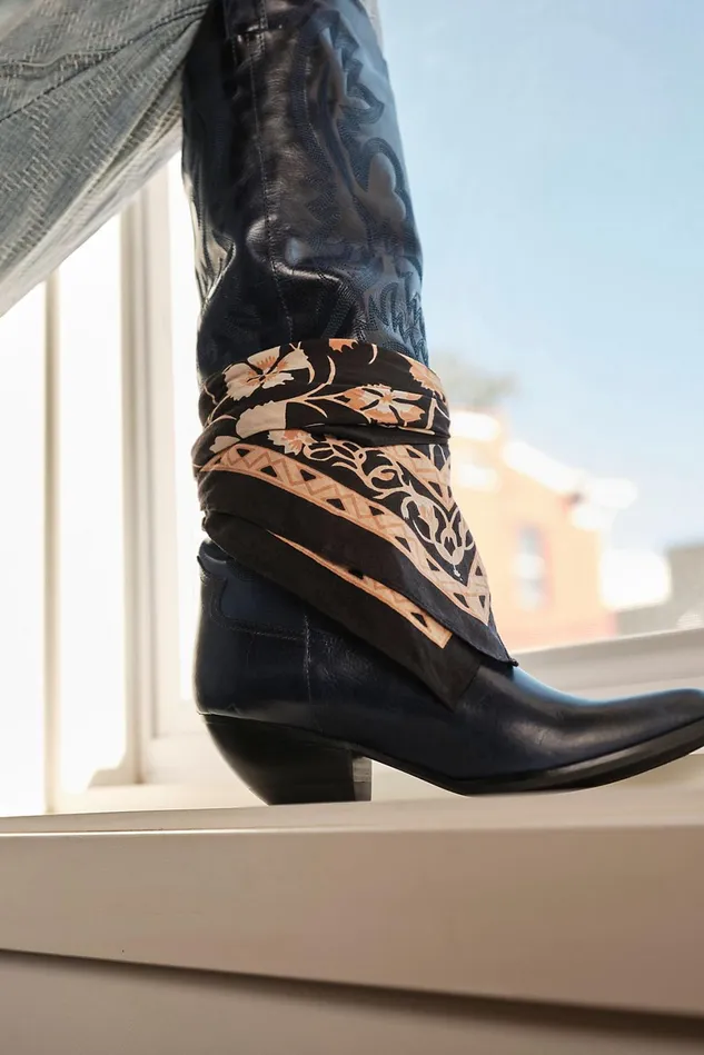 Women Boots Free People Finn Tall Western Boots Dark Blue