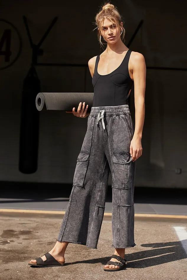Women Bottoms Free People Mellow Out Pants Black
