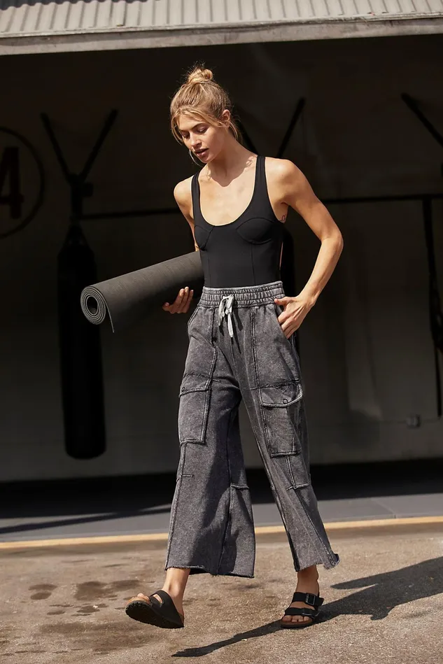 Women Bottoms Free People Mellow Out Pants Black