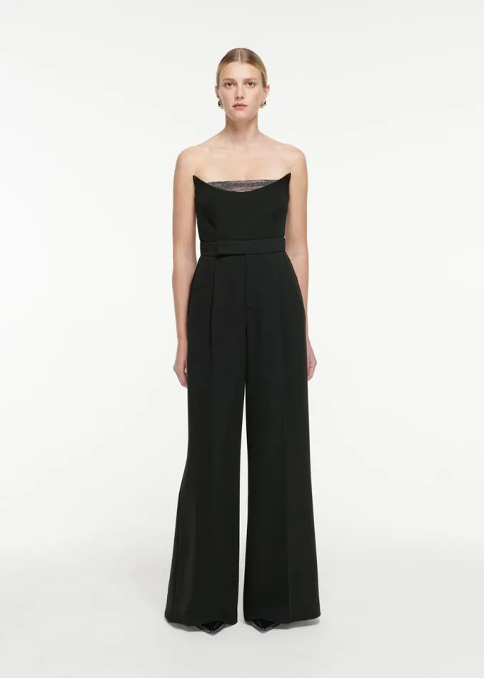 Women Bottoms Roland Mouret Wide Leg Heavy Cady Trouser