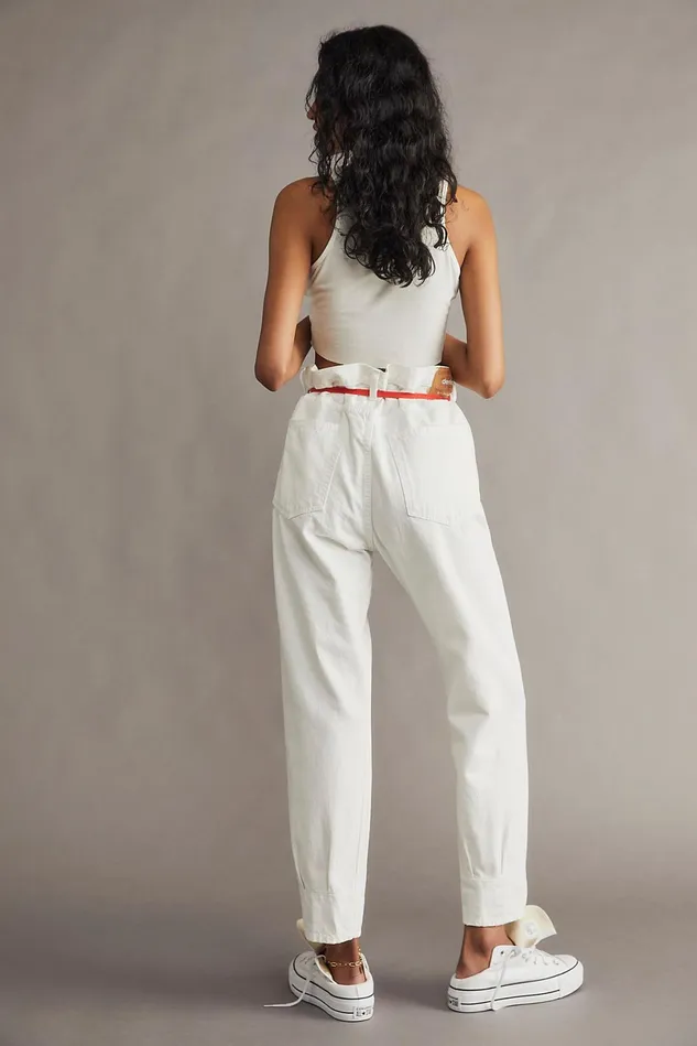 Women Boyfriend Jeans Free People Denimist Harper Shoelace Jeans White
