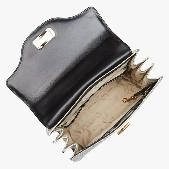 Women Brahmin Satchels Hallie Fairest Grey Whitecap