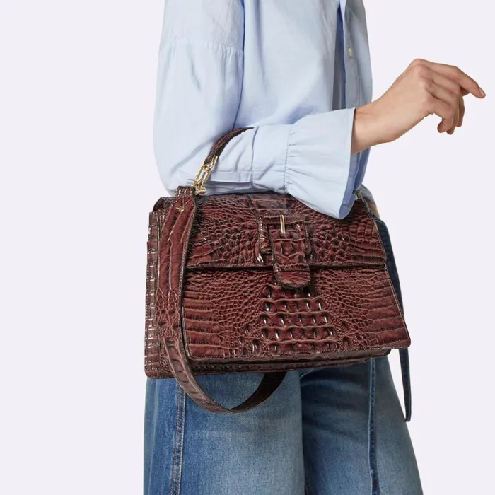 Women Brahmin Satchels Hallie Fairest Grey Whitecap