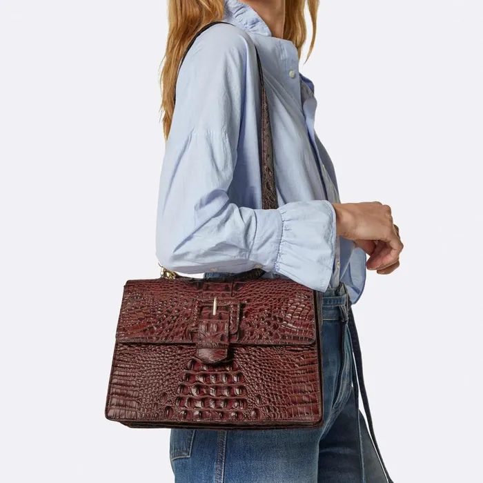 Women Brahmin Satchels Hallie Fairest Grey Whitecap