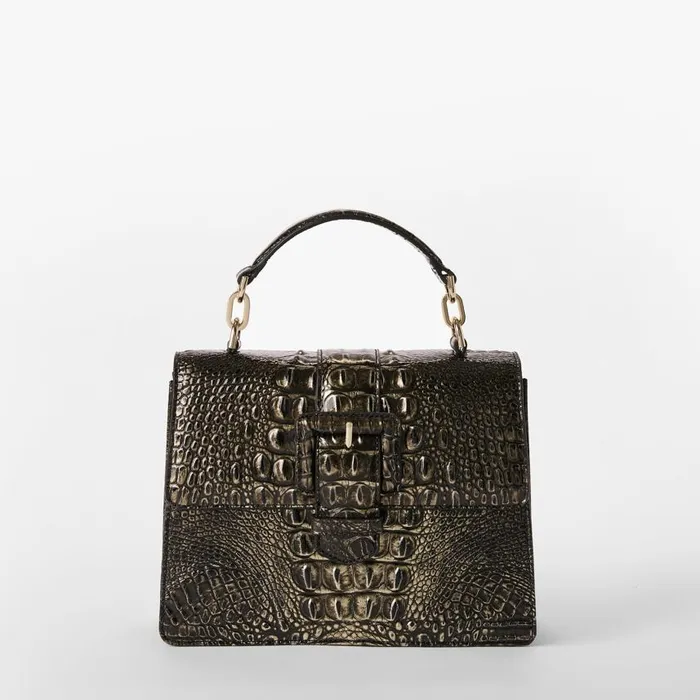 Women Brahmin Satchels Small Hallie Onyx Melbourne