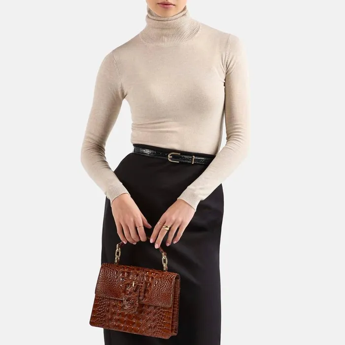 Women Brahmin Satchels Small Hallie Onyx Melbourne