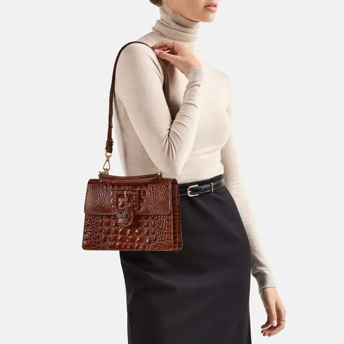 Women Brahmin Satchels Small Hallie Onyx Melbourne