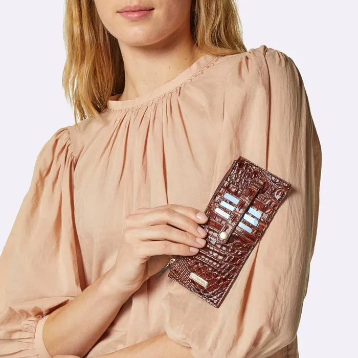 Women Brahmin Wallets and Wristlets Credit Card Wallet Radiant Red Melbourne