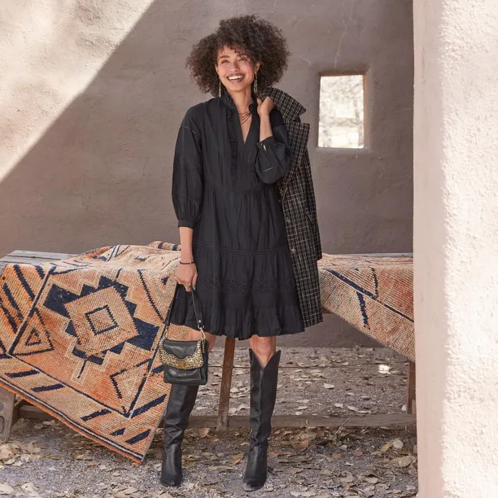 Women Bromlee Ruffle Dress Black Sundance Catalog Dresses and Jumpsuits