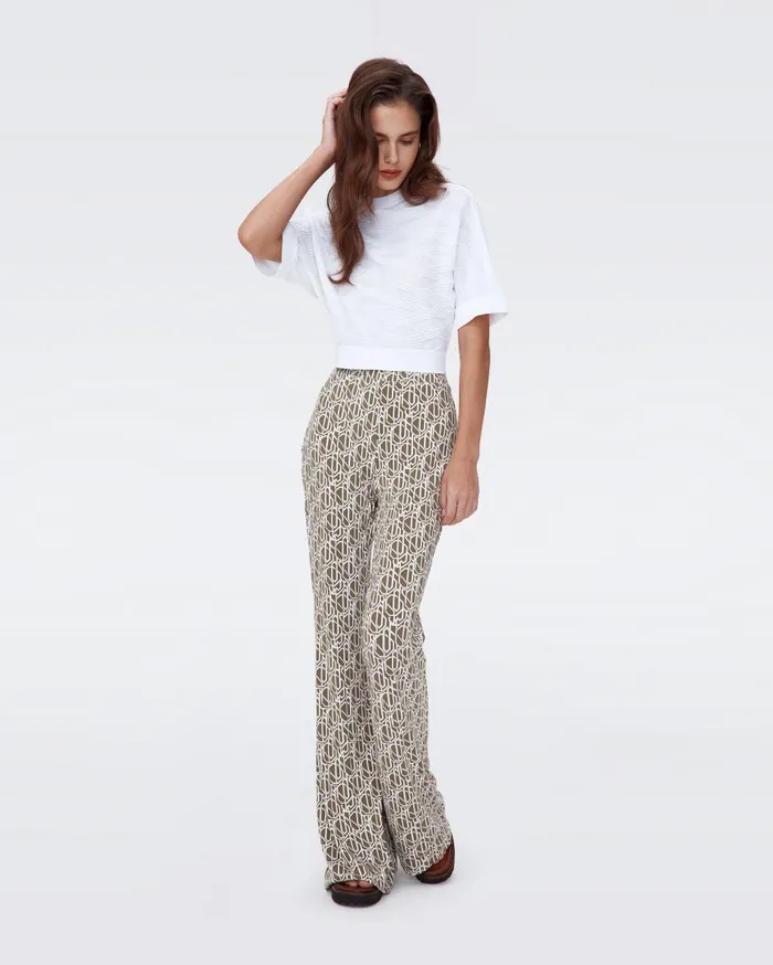 Women Brooklyn Pants Tiny Infinite Geo Khaki DVF Pants and Shorts