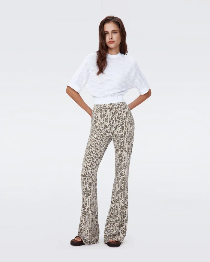 Women Brooklyn Pants Tiny Infinite Geo Khaki DVF Pants and Shorts