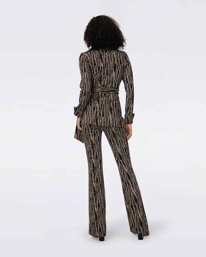 Women Burano Jacquard Pants Tiny Feather Boa DVF Pants and Shorts