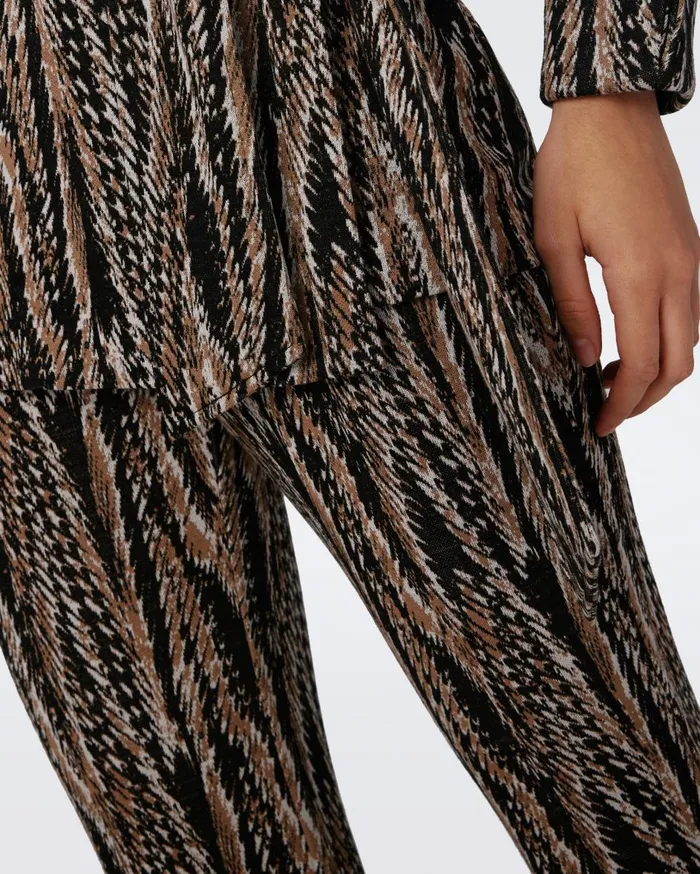 Women Burano Jacquard Pants Tiny Feather Boa DVF Pants and Shorts