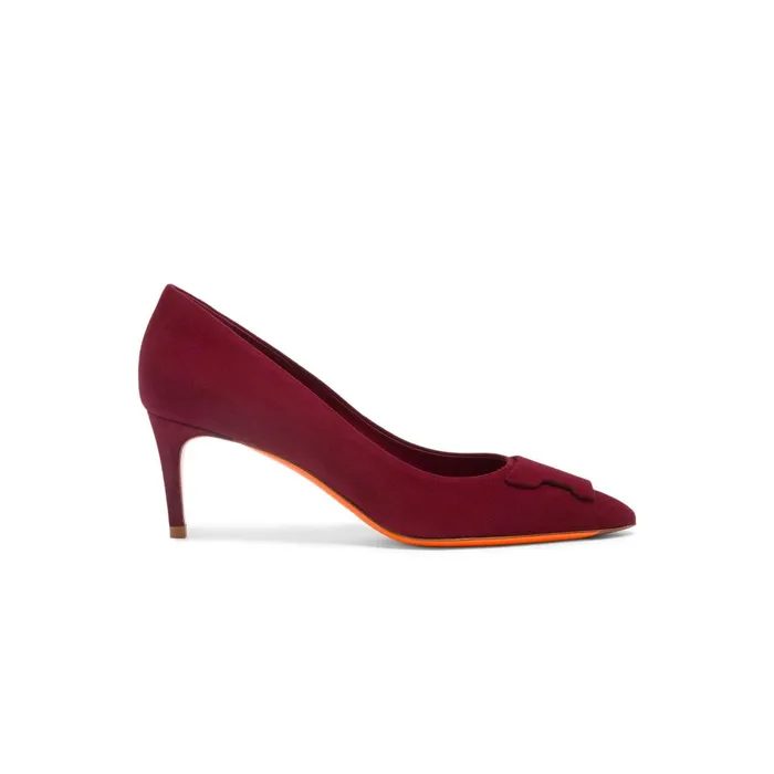 Women Burgundy Suede MidHeel Sibille Pump Santoni Pumps and Heels