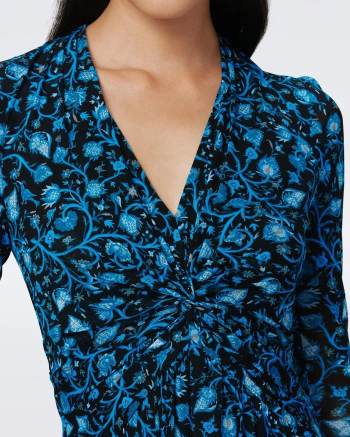 Women Burton Mesh Dress Huge Fleetwood Folk Blue DVF Dresses