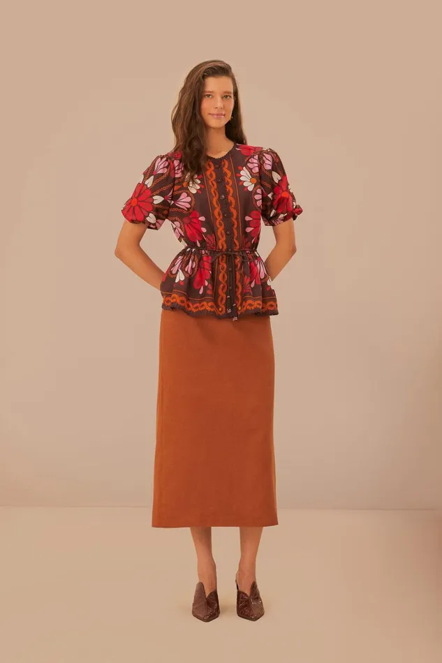 Women Caramel Midi Skirt Caramel FARM Rio Skirts