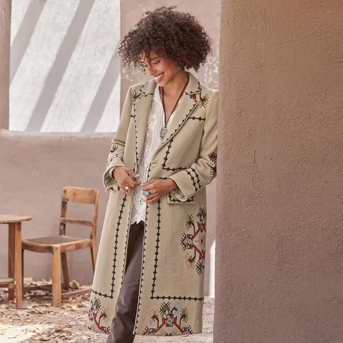 Women Cardiff Folk Coat Petite Cashew Sundance Catalog Petite Styles