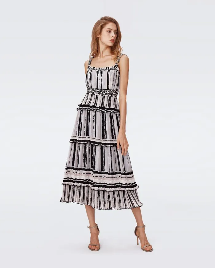Women Cato Dress Torn Flag Black DVF Dresses