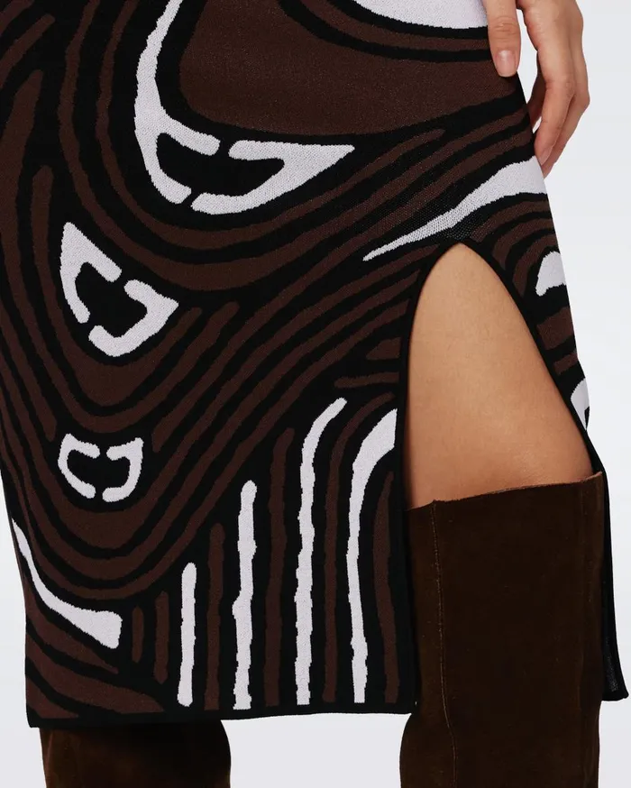 Women Coisty Knit Jacquard Skirt Floating Curve Ivory DVF Skirts