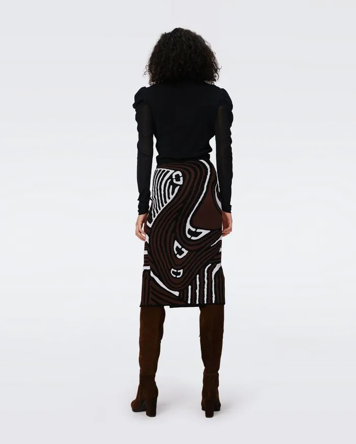 Women Coisty Knit Jacquard Skirt Floating Curve Ivory DVF Skirts