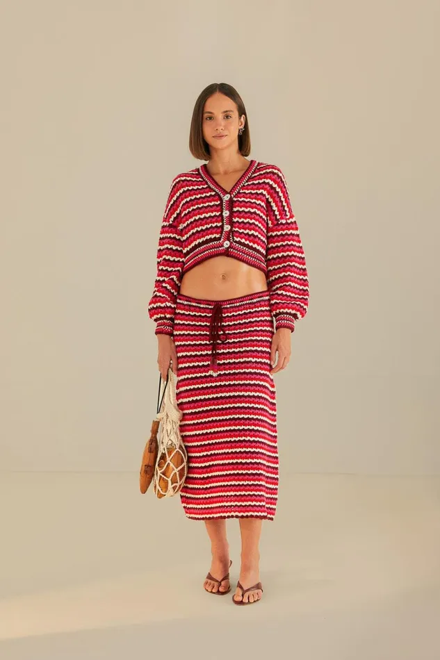 Women Colorful Stripes Crochet Skirt Colorful Stripes FARM Rio Skirts