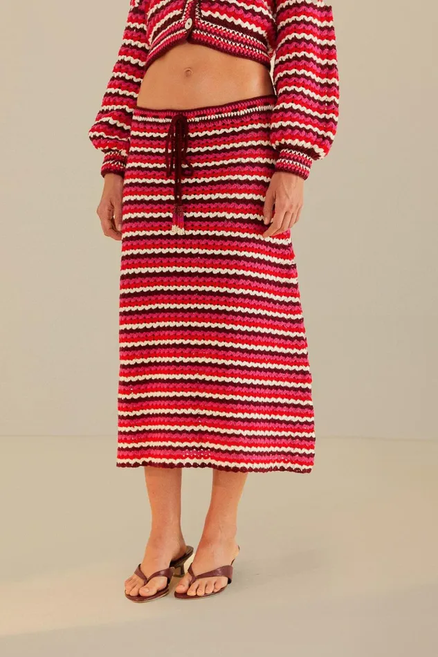 Women Colorful Stripes Crochet Skirt Colorful Stripes FARM Rio Skirts