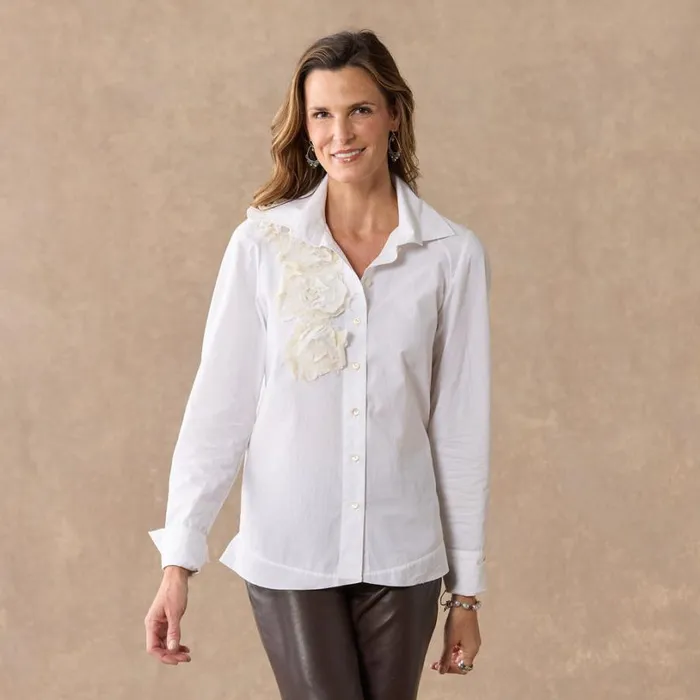 Women Corsage Blossoms Shirt Natural Sundance Catalog Tops Women Corsage Blossoms Shirt Natural Sundance Catalog Tops
