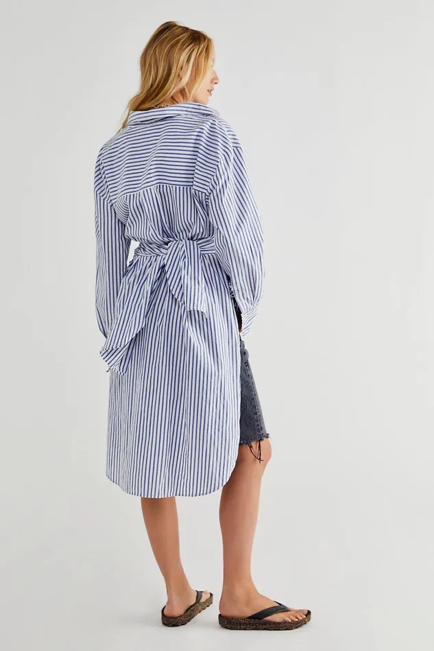 Women CoverUps Free People Winona Wrap Shirt Blue Combo