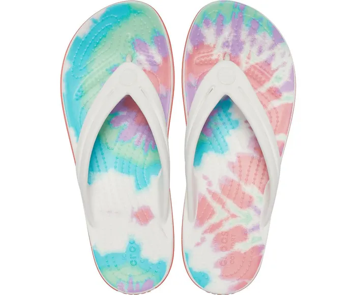 Women Crocband TieDye Flip Fresco Multi Crocs FlipFlops