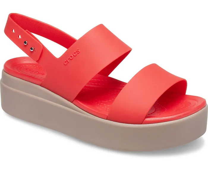 Women Crocs Brooklyn Low Wedge Flame Mushroom Crocs Sandals
