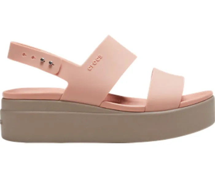 Women Crocs Brooklyn Low Wedge Pale Blush Mushroom Crocs Sandals