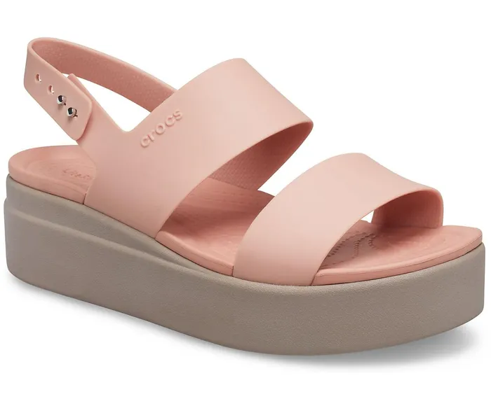 Women Crocs Brooklyn Low Wedge Pale Blush Mushroom Crocs Sandals