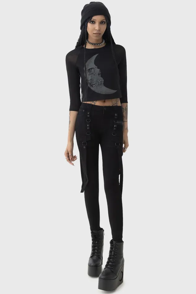 Women Crop Killstar Crescent Doom Top