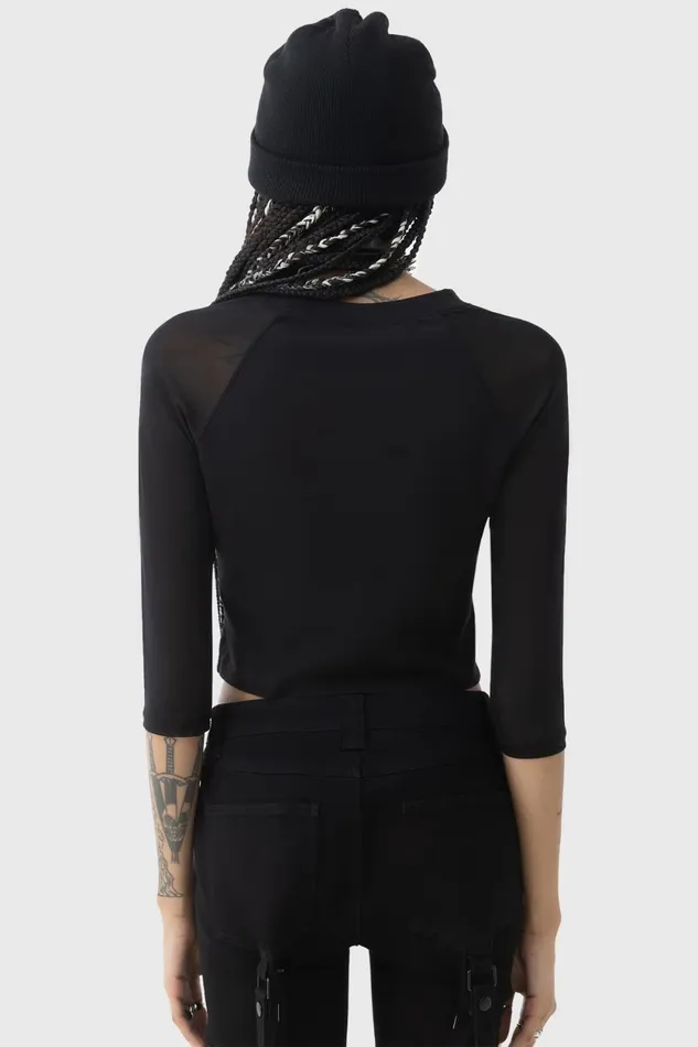 Women Crop Killstar Crescent Doom Top