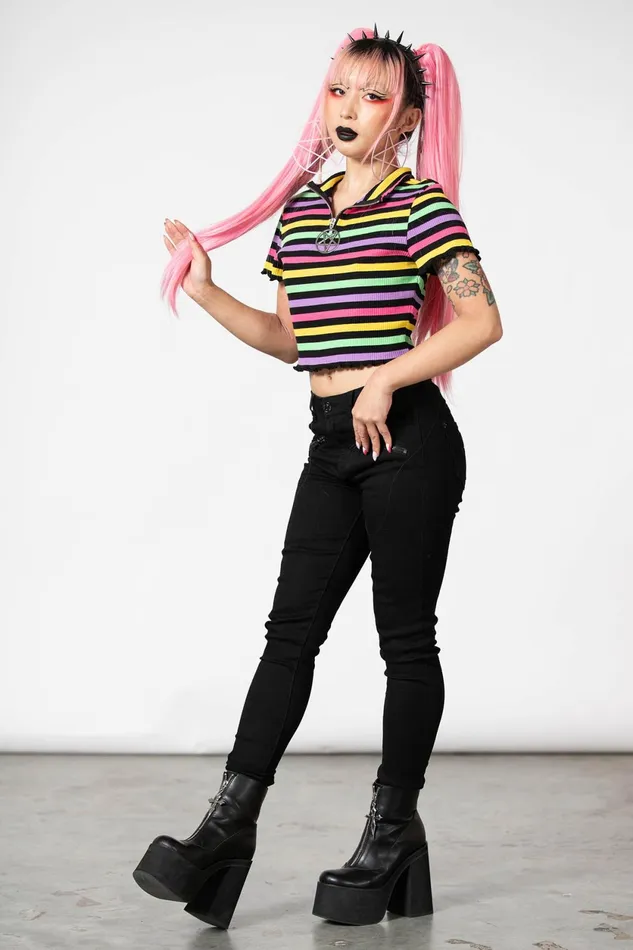 Women Crop Killstar Rainbow Child Ribbed Crop Top
