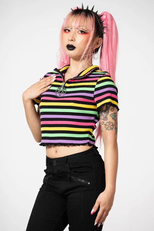 Women Crop Killstar Rainbow Child Ribbed Crop Top