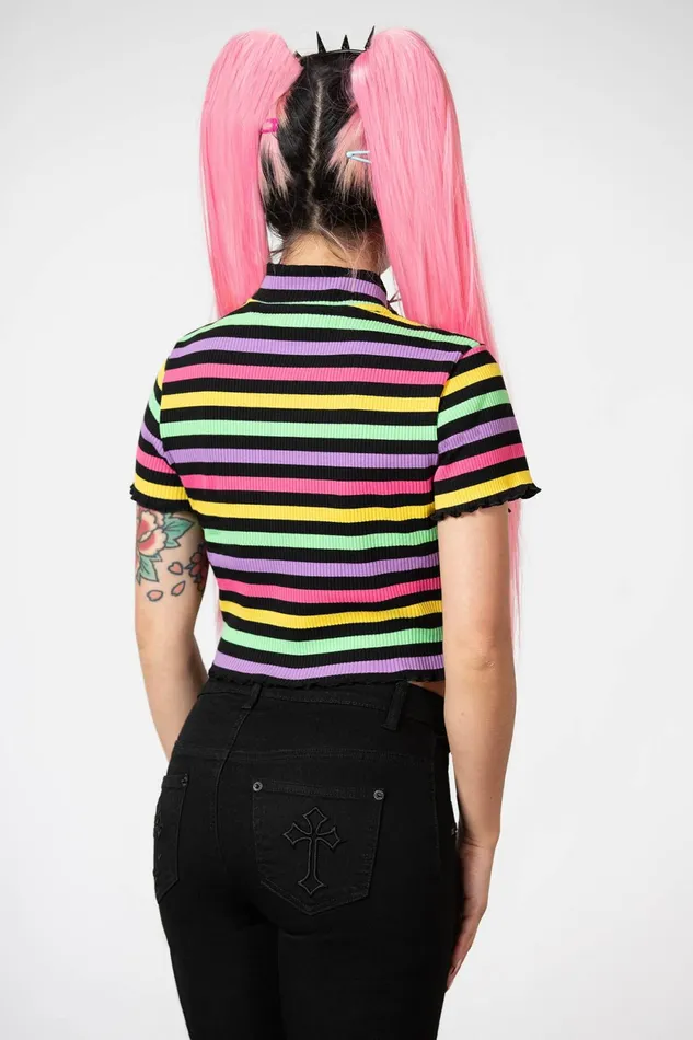 Women Crop Killstar Rainbow Child Ribbed Crop Top