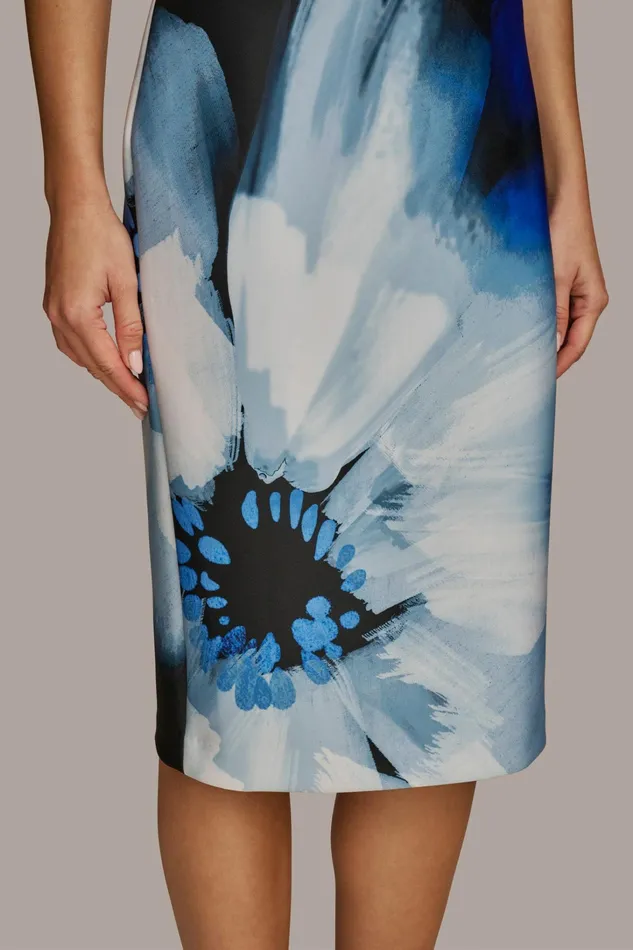 Women Dresses And Jumpsuits Donna Karan ABSTRACT SCUBA MIDI SHEATH DRESS Blackcosmos Multi
