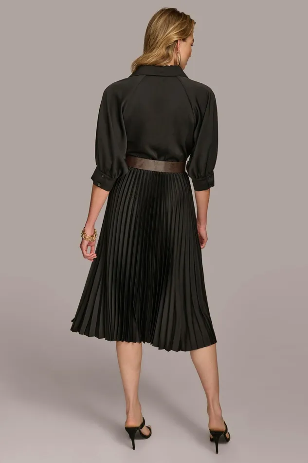 Women Dresses And Jumpsuits Donna Karan PLEATED SHIRT DRESS Black