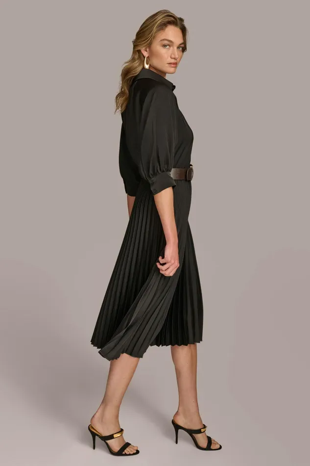 Women Dresses And Jumpsuits Donna Karan PLEATED SHIRT DRESS Black